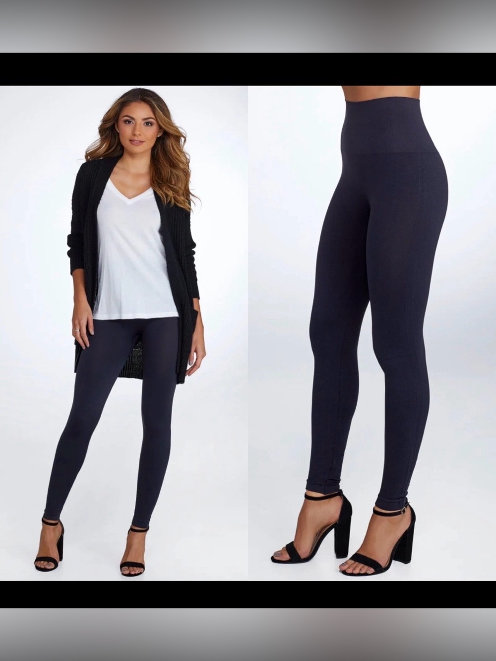 SPANX Look At Me Now Seamless Leggings in navy blue, size Medium